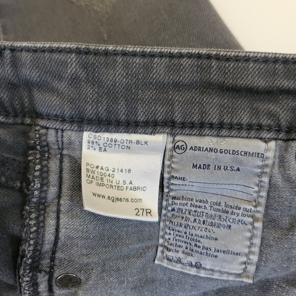AG Legging Skinny Ankle Jean in Faded Black Dark Gray Destroyed - Picture 6 of 9